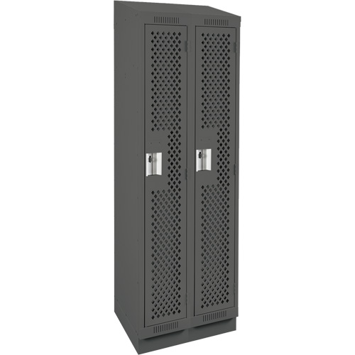 Clean Line Lockers, Bank of 2, 24" x 18" x 82", Steel, Charcoal, Rivet (Assembled), Perforated Solutions industrielles ALPHA