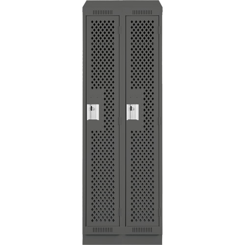 Clean Line Lockers, Bank of 2, 24" x 18" x 82", Steel, Charcoal, Rivet (Assembled), Perforated Solutions industrielles ALPHA