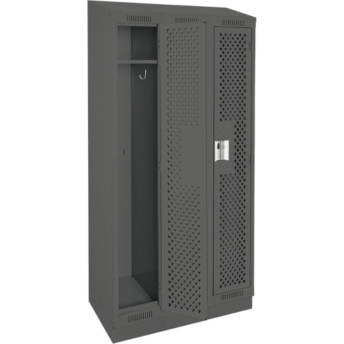 Clean Line Lockers, Bank of 3, 36" x 18" x 82", Steel, Charcoal, Rivet (Assembled), Perforated Solutions industrielles ALPHA