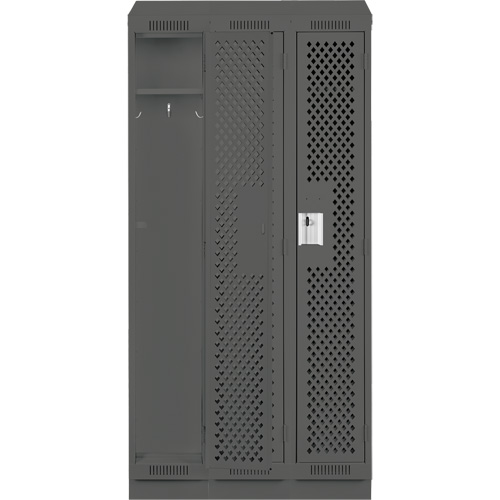 Clean Line Lockers, Bank of 3, 36" x 18" x 82", Steel, Charcoal, Rivet (Assembled), Perforated Solutions industrielles ALPHA