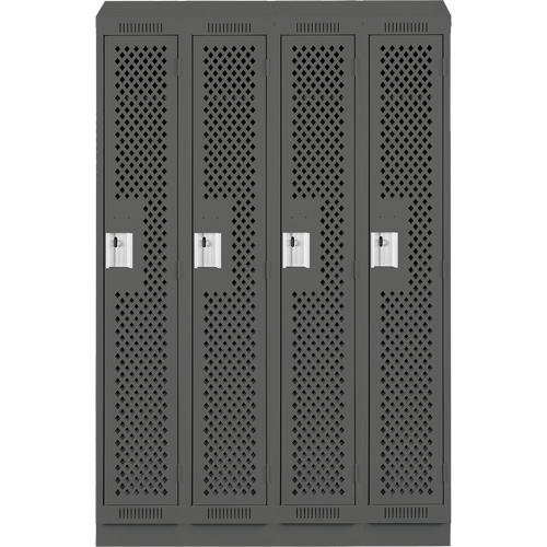 Clean Line Lockers, Bank of 4, 48" x 18" x 82", Steel, Charcoal, Rivet (Assembled), Perforated Solutions industrielles ALPHA