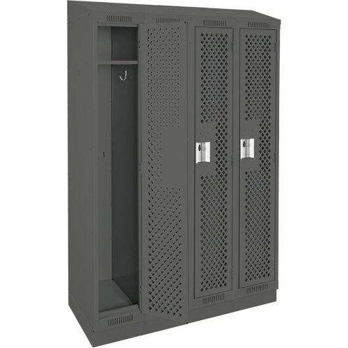 Clean Line Lockers, Bank of 4, 48" x 18" x 82", Steel, Charcoal, Rivet (Assembled), Perforated Solutions industrielles ALPHA
