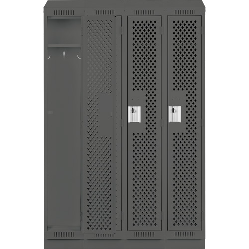 Clean Line Lockers, Bank of 4, 48" x 18" x 82", Steel, Charcoal, Rivet (Assembled), Perforated Solutions industrielles ALPHA