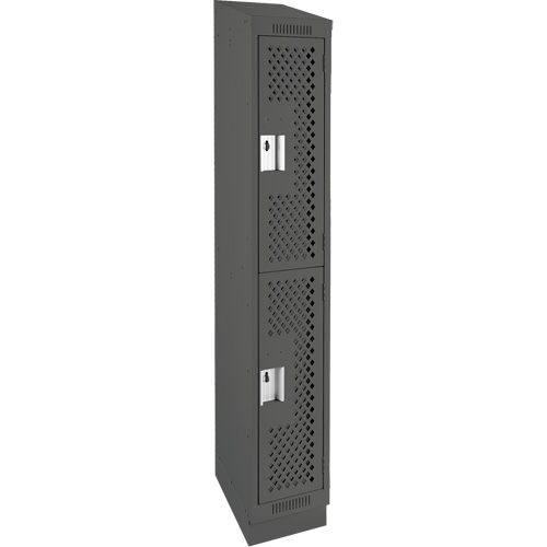 Casiers Clean Line, 2 niveaux, 12" x 15" x 82", Acier, Charbon, Rivet (assembl&eacute;), Perfor&eacute; Solutions industrielles ALPHA