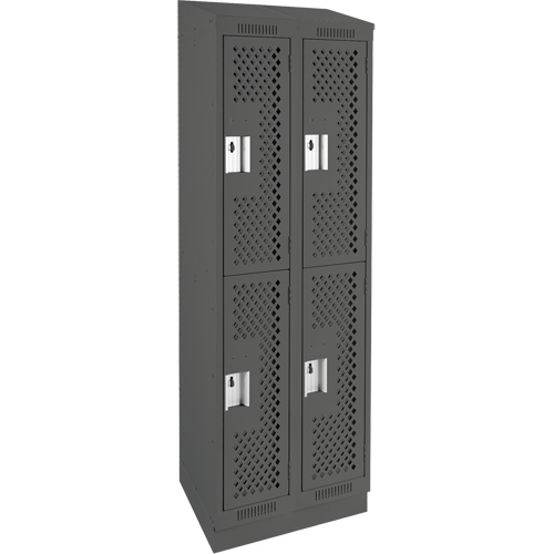 Casiers Clean Line, 2 niveaux, Bloc de 2, 24" x 15" x 82", Acier, Charbon, Rivet (assembl&eacute;), Perfor&eacute; Solutions industrielles ALPHA