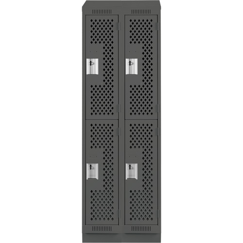 Casiers Clean Line, 2 niveaux, Bloc de 2, 24" x 15" x 82", Acier, Charbon, Rivet (assembl&eacute;), Perfor&eacute; Solutions industrielles ALPHA