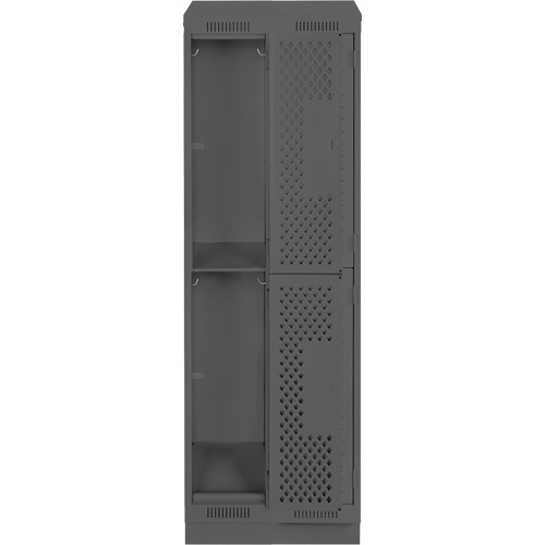 Casiers Clean Line, 2 niveaux, Bloc de 2, 24" x 15" x 82", Acier, Charbon, Rivet (assembl&eacute;), Perfor&eacute; Solutions industrielles ALPHA