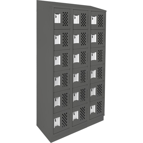 Clean-Line Perforated Lockerette, 6 -tier, Bank of 3, 15" x 72" x 12", Steel Solutions industrielles ALPHA