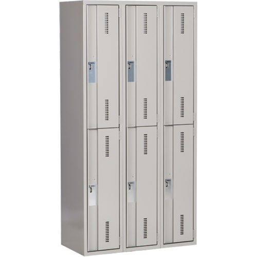 Casiers robustes Concorde, 2 niveaux, Bloc de 3, 36" x 18" x 72", Acier, Gris, Soud&eacute; (assembl&eacute;) Solutions industrielles ALPHA