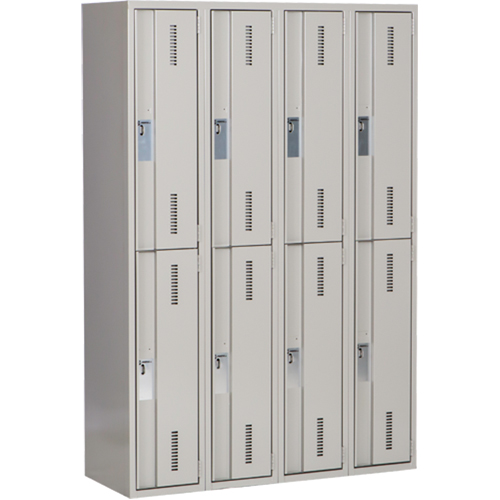 Concorde Heavy-Duty Lockers, 2 -tier, Bank of 4, 48" x 18" x 72", Steel, Grey, Welded (Assembled) Solutions industrielles ALPHA