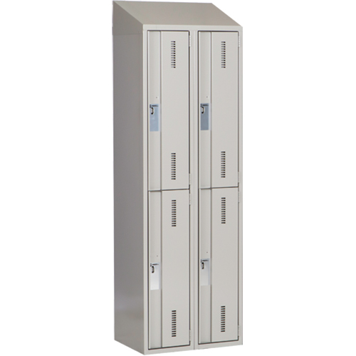 Concorde Heavy-Duty Lockers, 2 -tier, Bank of 2, 24" x 18" x 78", Steel, Grey, Welded (Assembled) Solutions industrielles ALPHA