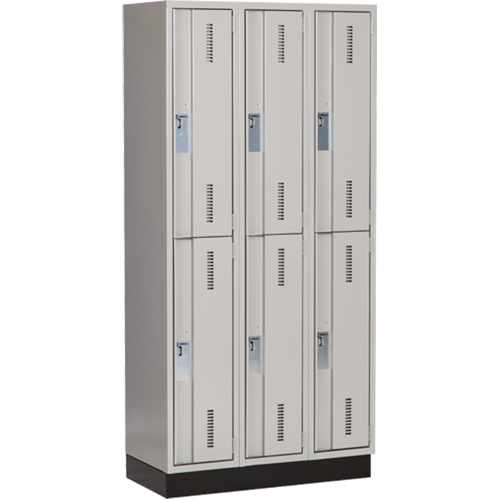 Concorde Heavy-Duty Lockers, 2 -tier, Bank of 3, 36" x 18" x 76", Steel, Grey, Welded (Assembled) Solutions industrielles ALPHA