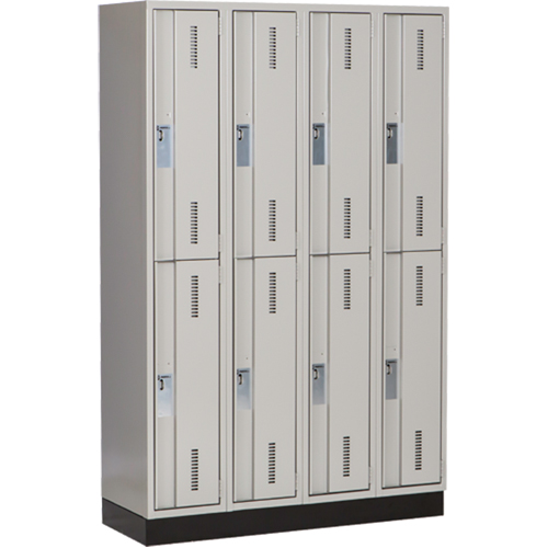 Concorde Heavy-Duty Lockers, 2 -tier, Bank of 4, 48" x 18" x 76", Steel, Grey, Welded (Assembled) Solutions industrielles ALPHA