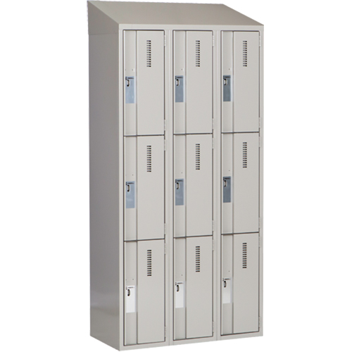 Concorde Heavy-Duty Lockers, 3 -tier, Bank of 3, 36" x 18" x 78", Steel, Grey, Welded (Assembled) Solutions industrielles ALPHA