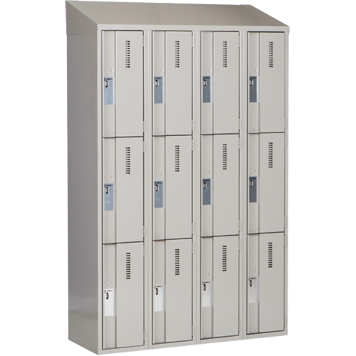 Concorde Heavy-Duty Lockers, 3 -tier, Bank of 4, 48" x 18" x 78", Steel, Grey, Welded (Assembled) Solutions industrielles ALPHA