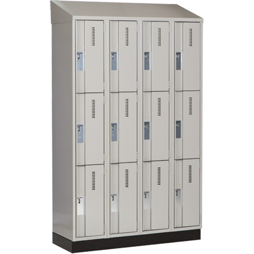 Concorde Heavy-Duty Lockers, 3 -tier, Bank of 4, 48" x 18" x 82", Steel, Grey, Welded (Assembled) Solutions industrielles ALPHA