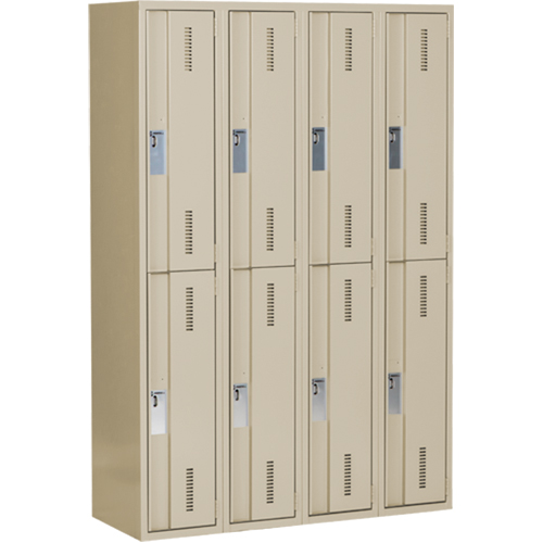 Concorde Heavy-Duty Lockers, 2 -tier, Bank of 4, 48" x 18" x 72", Steel, Beige, Welded (Assembled) Solutions industrielles ALPHA