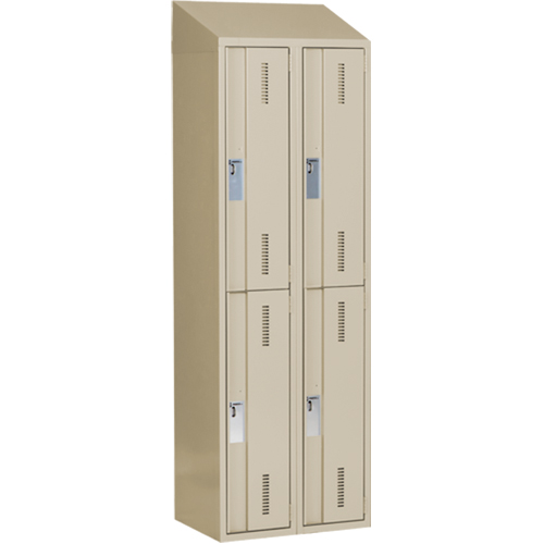 Concorde Heavy-Duty Lockers, 2 -tier, Bank of 2, 24" x 18" x 78", Steel, Beige, Welded (Assembled) Solutions industrielles ALPHA