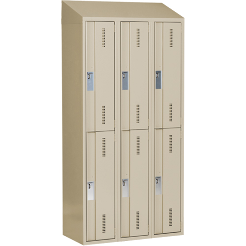 Concorde Heavy-Duty Lockers, 2 -tier, Bank of 3, 36" x 18" x 78", Steel, Beige, Welded (Assembled) Solutions industrielles ALPHA