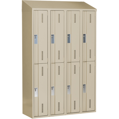 Concorde Heavy-Duty Lockers, 2 -tier, Bank of 4, 48" x 18" x 78", Steel, Beige, Welded (Assembled) Solutions industrielles ALPHA