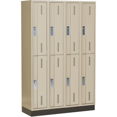 Concorde Heavy-Duty Lockers, 2 -tier, Bank of 4, 48" x 18" x 76", Steel, Beige, Welded (Assembled) Solutions industrielles ALPHA