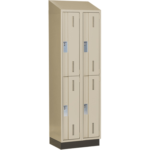 Concorde Heavy-Duty Lockers, 2 -tier, Bank of 2, 24" x 18" x 82", Steel, Beige, Welded (Assembled) Solutions industrielles ALPHA