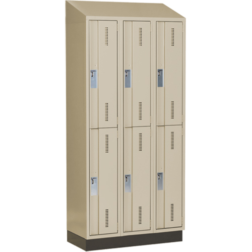 Concorde Heavy-Duty Lockers, 2 -tier, Bank of 3, 36" x 18" x 82", Steel, Beige, Welded (Assembled) Solutions industrielles ALPHA