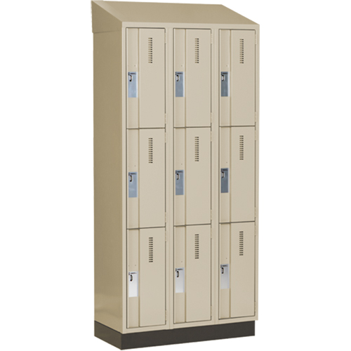 Concorde Heavy-Duty Lockers, 3 -tier, Bank of 3, 36" x 18" x 82", Steel, Beige, Welded (Assembled) Solutions industrielles ALPHA