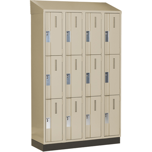 Concorde Heavy-Duty Lockers, 3 -tier, Bank of 4, 48" x 18" x 82", Steel, Beige, Welded (Assembled) Solutions industrielles ALPHA