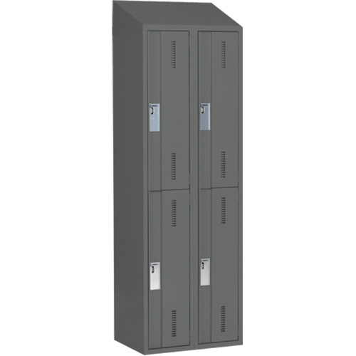 Concorde Heavy-Duty Lockers, 2 -tier, Bank of 2, 24" x 18" x 78", Steel, Charcoal, Welded (Assembled) Solutions industrielles ALPHA