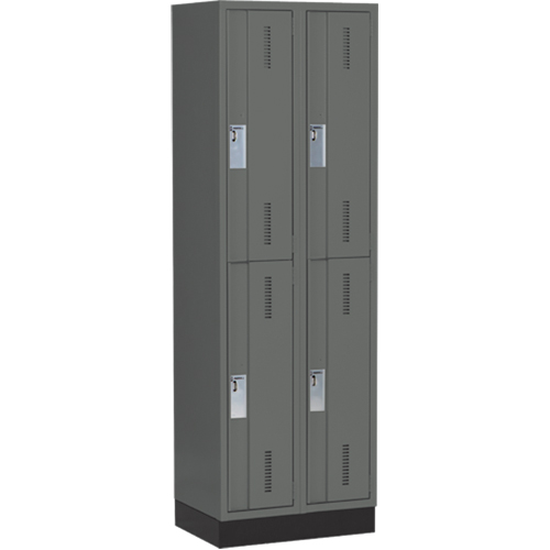Concorde Heavy-Duty Lockers, 2 -tier, Bank of 2, 24" x 18" x 76", Steel, Charcoal, Welded (Assembled) Solutions industrielles ALPHA
