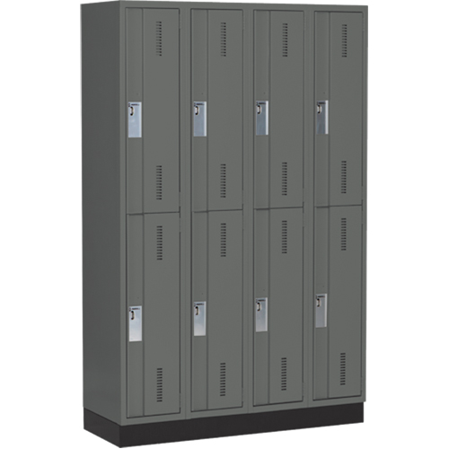 Concorde Heavy-Duty Lockers, 2 -tier, Bank of 4, 48" x 18" x 76", Steel, Charcoal, Welded (Assembled) Solutions industrielles ALPHA