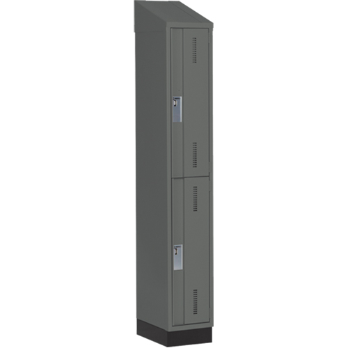 Concorde Heavy-Duty Lockers, 2 -tier, 12" x 18" x 82", Steel, Charcoal, Welded (Assembled) Solutions industrielles ALPHA