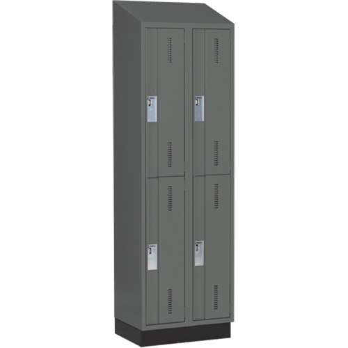 Concorde Heavy-Duty Lockers, 2 -tier, Bank of 2, 24" x 18" x 82", Steel, Charcoal, Welded (Assembled) Solutions industrielles ALPHA