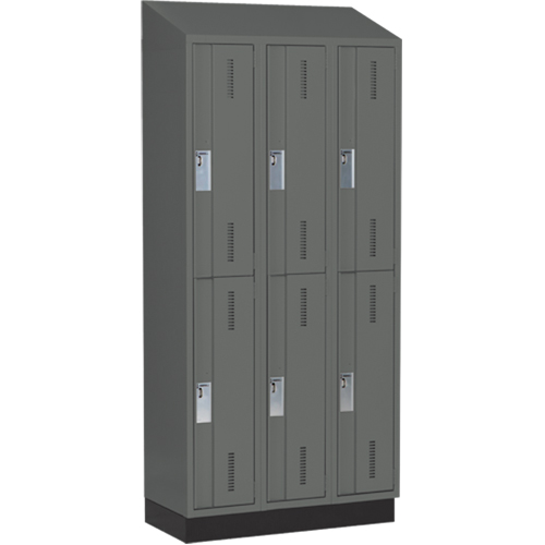 Concorde Heavy-Duty Lockers, 2 -tier, Bank of 3, 36" x 18" x 82", Steel, Charcoal, Welded (Assembled) Solutions industrielles ALPHA