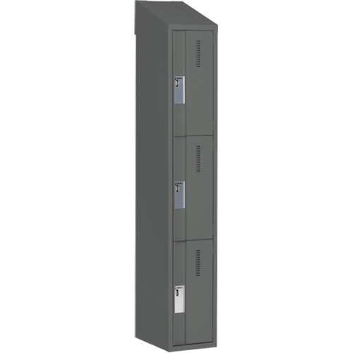 Concorde Heavy-Duty Lockers, 3 -tier, 12" x 18" x 78", Steel, Charcoal, Welded (Assembled) Solutions industrielles ALPHA