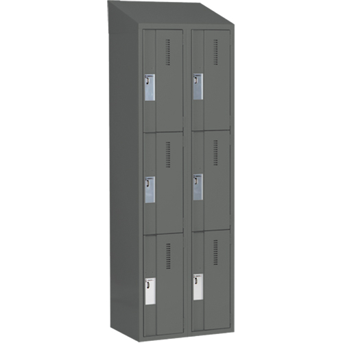 Concorde Heavy-Duty Lockers, 3 -tier, Bank of 2, 24" x 18" x 78", Steel, Charcoal, Welded (Assembled) Solutions industrielles ALPHA