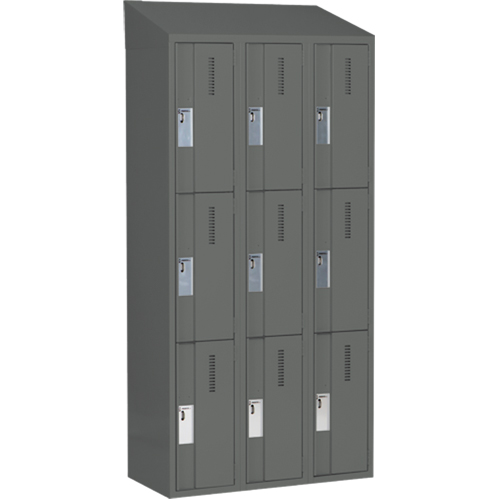 Concorde Heavy-Duty Lockers, 3 -tier, Bank of 3, 36" x 18" x 78", Steel, Charcoal, Welded (Assembled) Solutions industrielles ALPHA