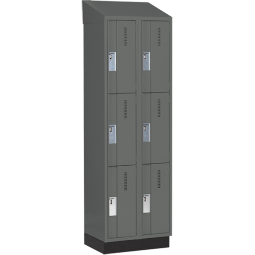 Concorde Heavy-Duty Lockers, 3 -tier, Bank of 2, 24" x 18" x 82", Steel, Charcoal, Welded (Assembled) Solutions industrielles ALPHA