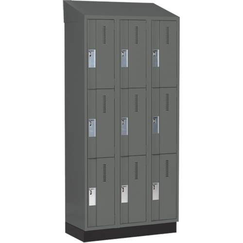 Concorde Heavy-Duty Lockers, 3 -tier, Bank of 3, 36" x 18" x 82", Steel, Charcoal, Welded (Assembled) Solutions industrielles ALPHA