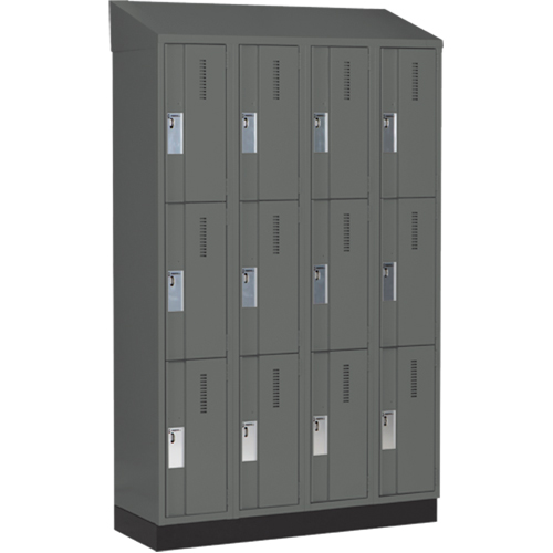 Concorde Heavy-Duty Lockers, 3 -tier, Bank of 4, 48" x 18" x 82", Steel, Charcoal, Welded (Assembled) Solutions industrielles ALPHA