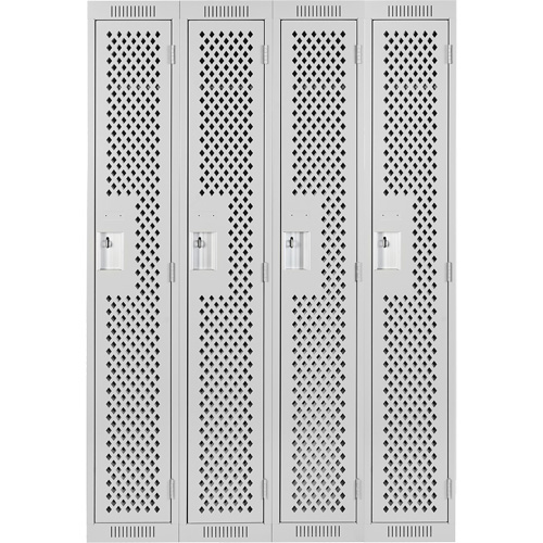Clean Line Lockers, Bank of 4, 48" x 15" x 72", Steel, Grey, Rivet (Assembled), Perforated Solutions industrielles ALPHA