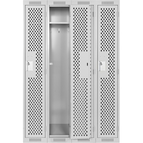 Clean Line Lockers, Bank of 4, 48" x 15" x 72", Steel, Grey, Rivet (Assembled), Perforated Solutions industrielles ALPHA
