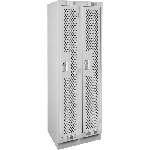 Clean Line Lockers, Bank of 2, 24" x 12" x 76", Steel, Grey, Rivet (Assembled), Perforated Solutions industrielles ALPHA