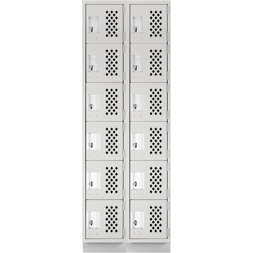 Assembled Lockerettes Clean Line Perforated Economy Lockers, 6 -tier, Bank of 2, 18" x 72" x 12", Steel Solutions industrielles ALPHA