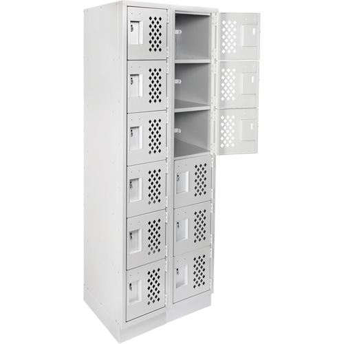 Assembled Lockerettes Clean Line Perforated Economy Lockers, 6 -tier, Bank of 2, 18" x 72" x 12", Steel Solutions industrielles ALPHA