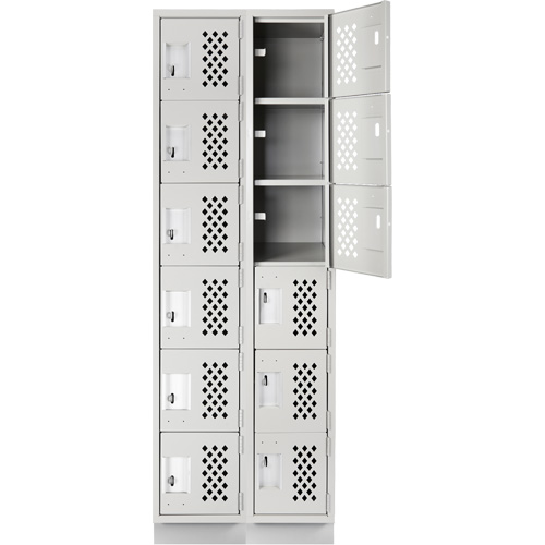 Assembled Lockerettes Clean Line Perforated Economy Lockers, 6 -tier, Bank of 2, 18" x 72" x 12", Steel Solutions industrielles ALPHA