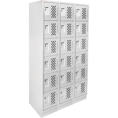 Assembled Lockerettes Clean Line Perforated Economy Lockers, 6 -tier, Bank of 3, 18" x 72" x 12", Steel Solutions industrielles ALPHA