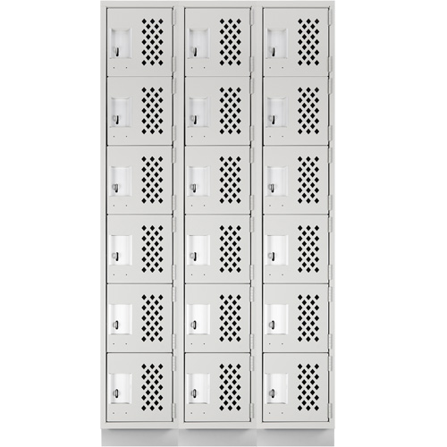 Assembled Lockerettes Clean Line Perforated Economy Lockers, 6 -tier, Bank of 3, 18" x 72" x 12", Steel Solutions industrielles ALPHA