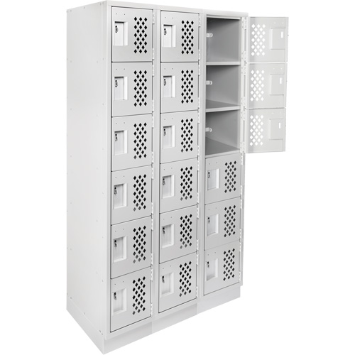 Assembled Lockerettes Clean Line Perforated Economy Lockers, 6 -tier, Bank of 3, 18" x 72" x 12", Steel Solutions industrielles ALPHA
